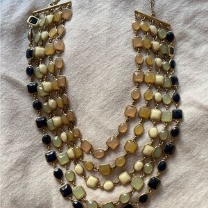 Ann Taylor Black and Cream Multi-Strand Necklace